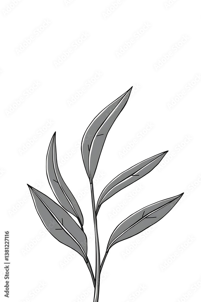 Monochrome plant branch graphic Monochrome plant branch graphic