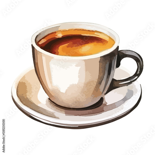 watercolor A freshly brewed cup of espresso illustration