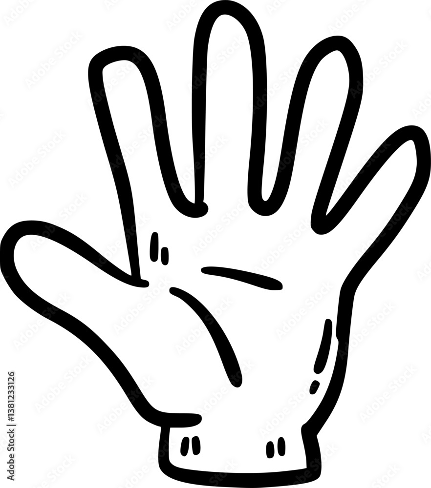 Open hand gesture, outlined hand icon. Open hand gesture, outlined hand icon.