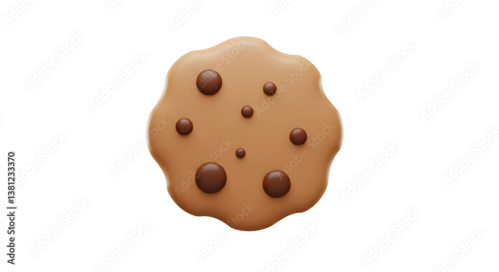 Cookie with Chocolate Chips Appetizing Treat on a White Background Cookie with Chocolate Chips Appetizing Treat on a White Background