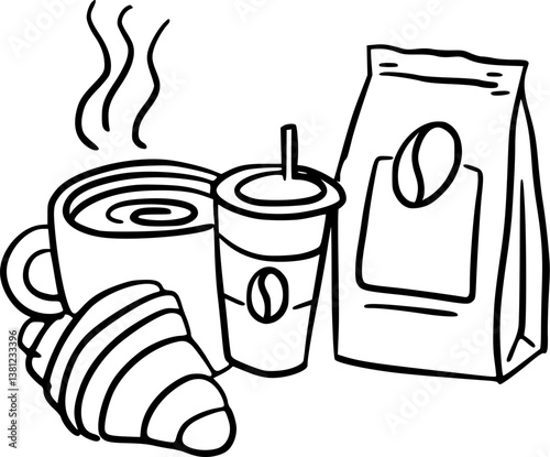 Canned food drawing, packaged goods outline.