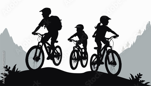 Silhouette of Cyclists Practicing Mountain Biking on Rugged Trails