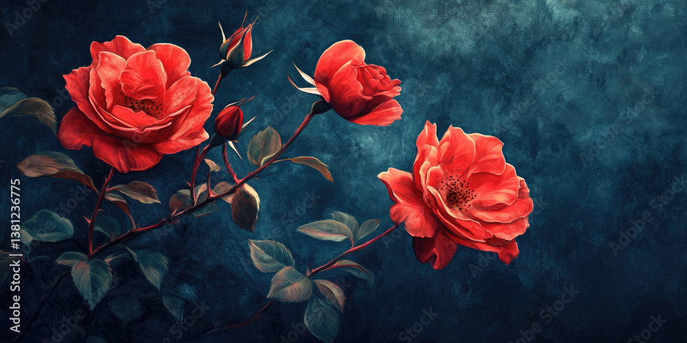 Glowing Roses in a Dreamy Garden, Sparkling Light and Vibrant Colors. Glowing Roses in a Dreamy Garden, Sparkling Light and Vibrant Colors.