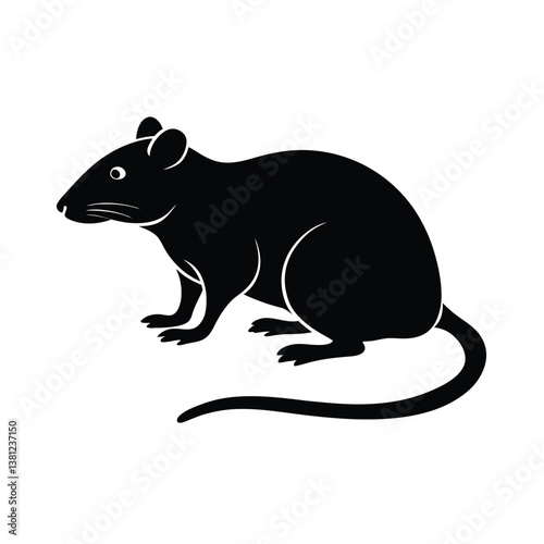 Rat Vector Silhouette Design Art.