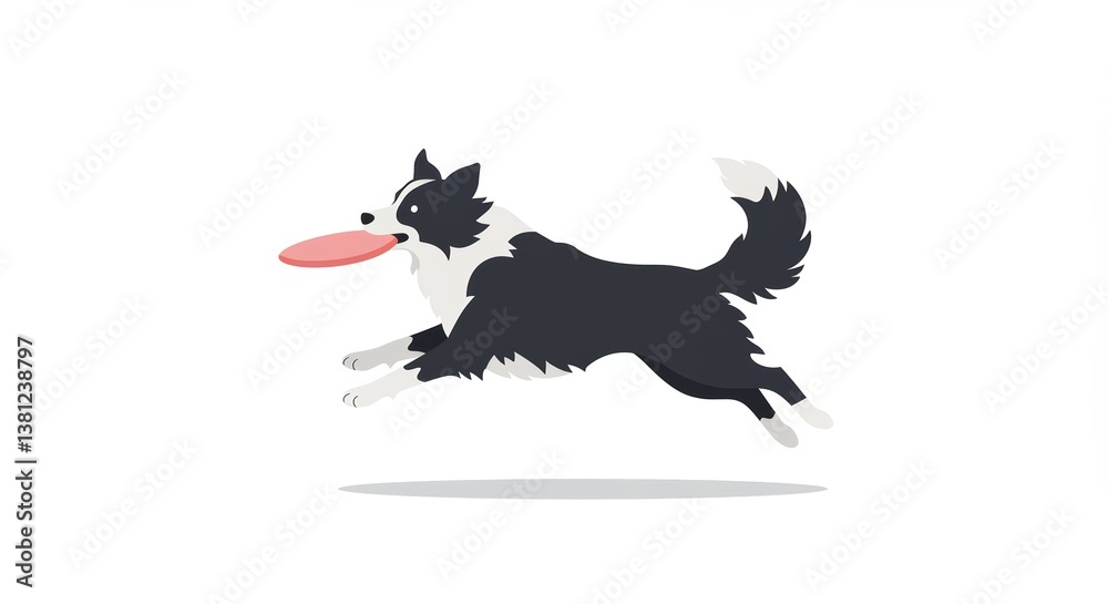 Obraz premium Border collie jumping to catch frisbee on white background