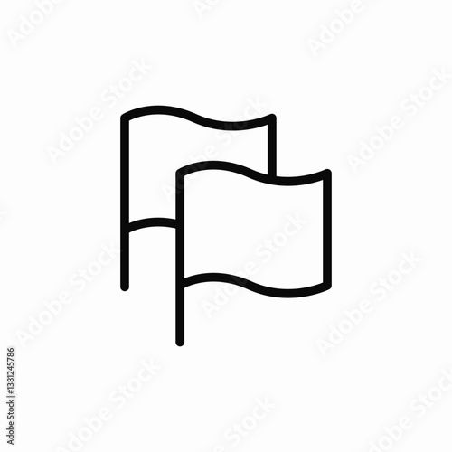 flag waves icon sign vector