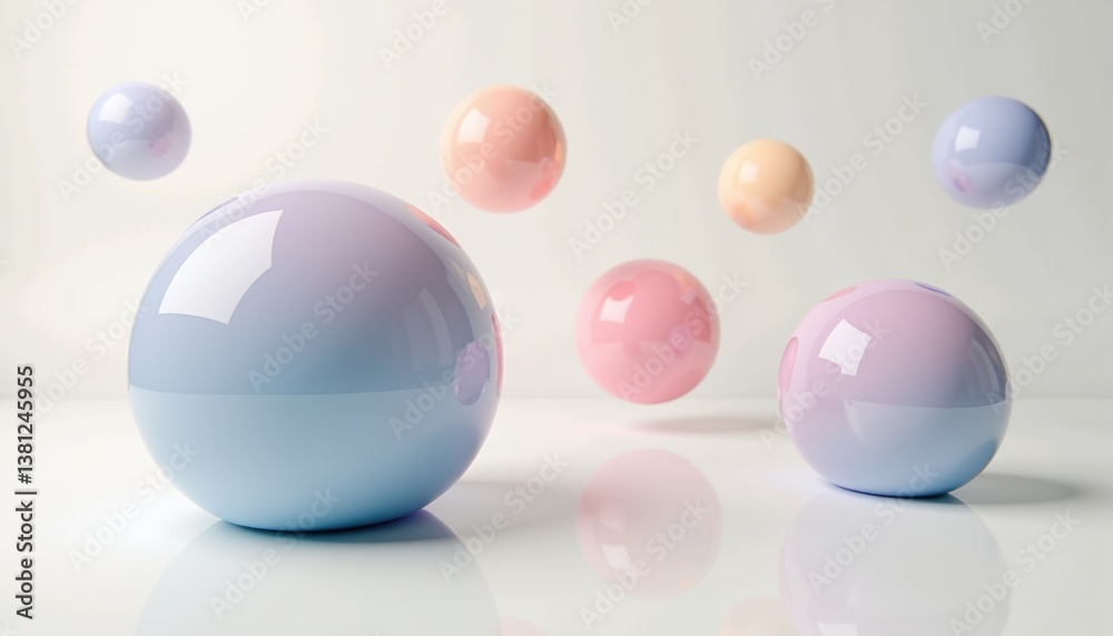 Obraz premium Glossy pastel spheres floating against a soft background 