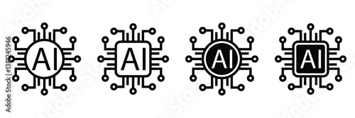 Set of AI icons. Artificial intelligence Vector illustration.Technology Concepts for the Future