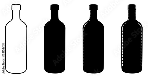 A set of four vector illustrations of variable bottles.