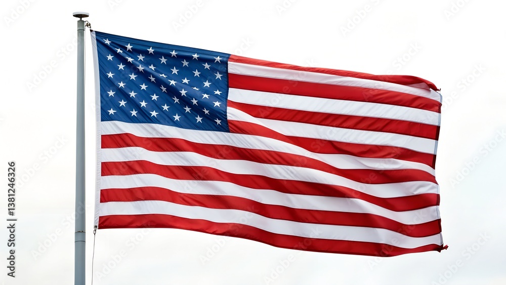 Fototapeta premium American flag on white background for 4t of July poster template.USA independence day celebration.USA 4th of July promotion advertising banner template for Brochures,Poster or Banner 