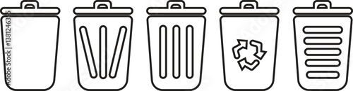 Trash vector symbol Garbage Can bin with icon for waste management and ecology