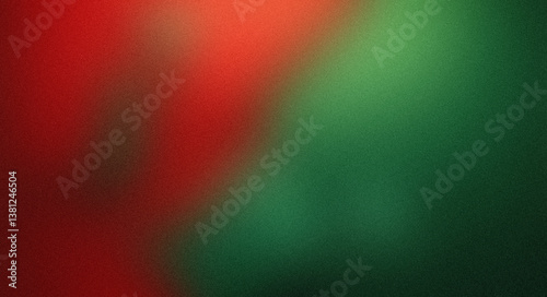 Red and green gradient background creating a christmas feeling with subtle grain texture