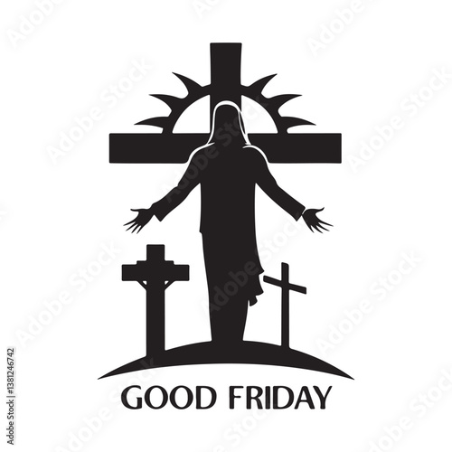 good friday silhouette vector art illustration