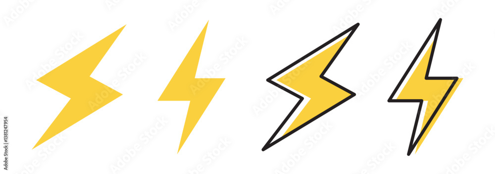 Lightning bolt icon set, Energy and thunder electricity symbol concept, vector Illustration. EPS 10. Lightning bolt icon set, Energy and thunder electricity symbol concept, vector Illustration. EPS 10.