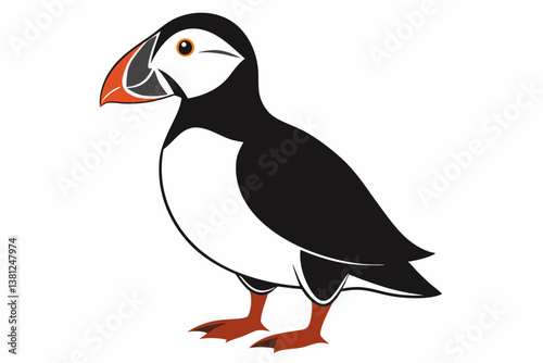 puffin silhouette black vector