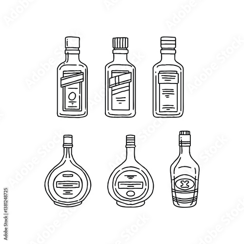 Outline alcohol bottles, graphic design