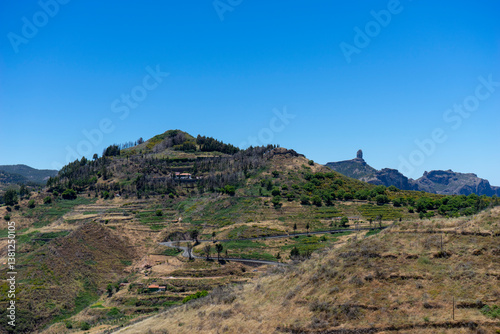 View of Roque Nublo mountain at Roque Nublo Rural Park, Gran Canary, Spain