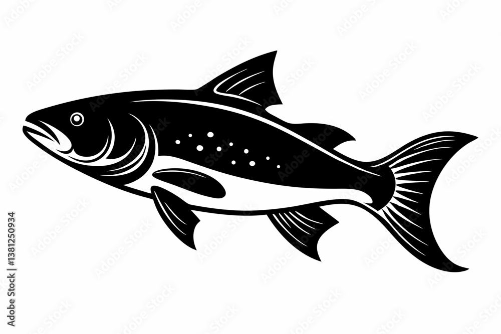 Fototapeta premium trout sihouette black vector
