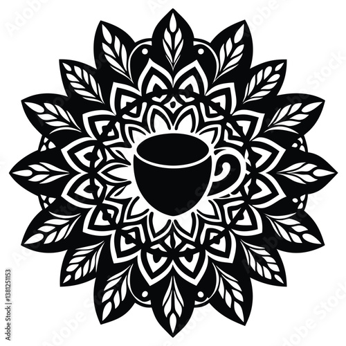 creative coffee cup mandala silhouette
