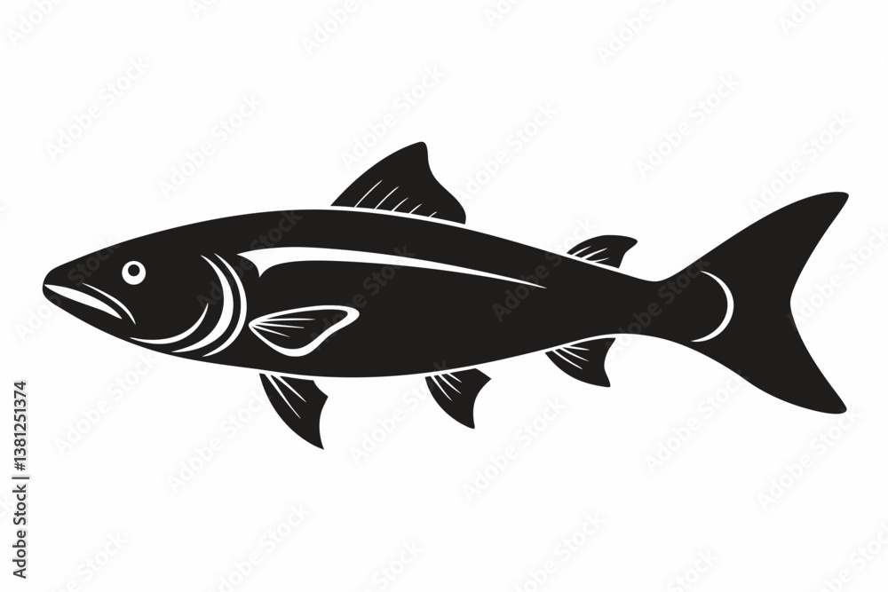 trout sihouette black vector