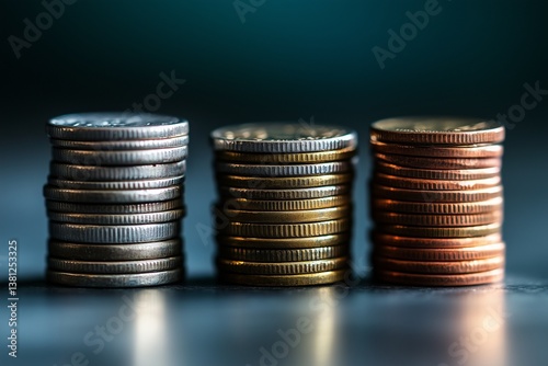 Shrinking coin stacks show inflation.