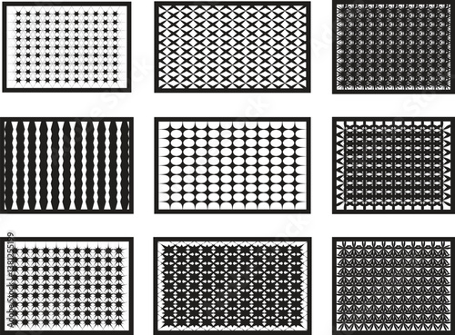 Window lattice design icon in different style arched A decorative window frame