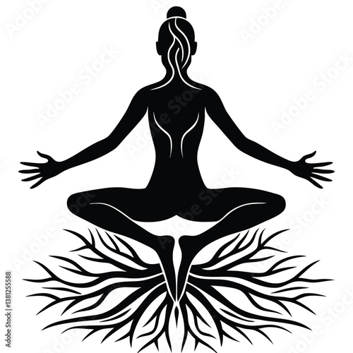 Creative yoga roots silhouette
