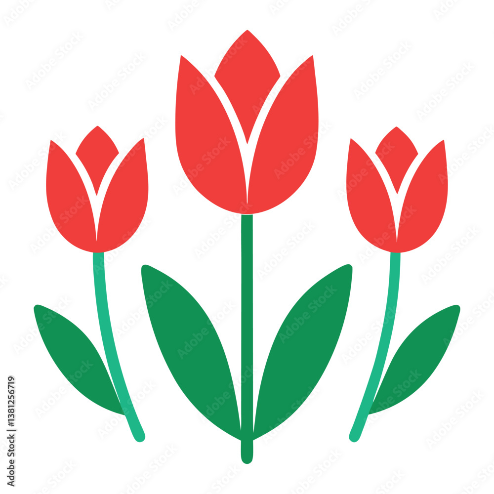 Obraz premium Red Tulip Bouquet Vector