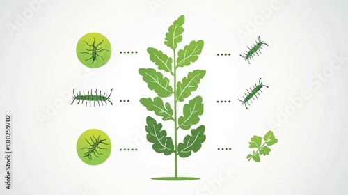 Plant Pest Infestation Illustration, Graphic illustration of plant pests and damage.