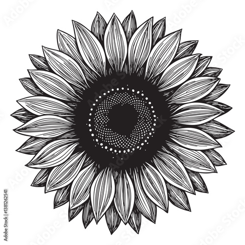 sunflower vector engraving illustration