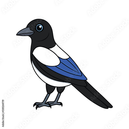  Vivid Black-Billed Magpie Bird Design