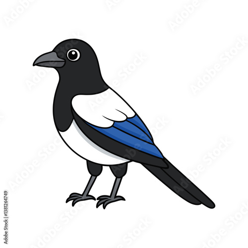  Charming Black-Billed Magpie Bird Illustration