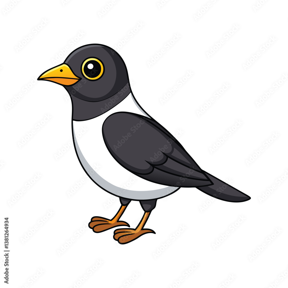 Fototapeta premium Charming Black-Breasted Thrush Bird Illustration