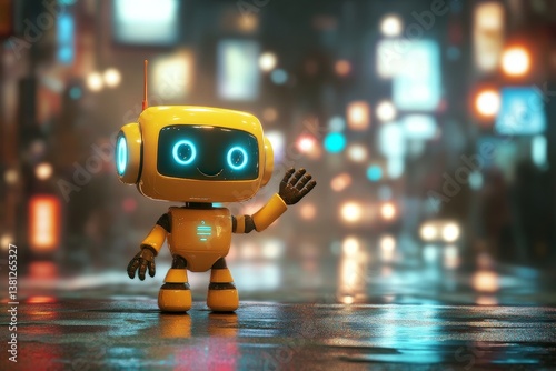 Wallpaper Mural A dynamic robotic figure dances with exuberance, shining brightly in a kaleidoscope of colors within a mesmerizing digital world, inspiring delight and inventiveness Torontodigital.ca