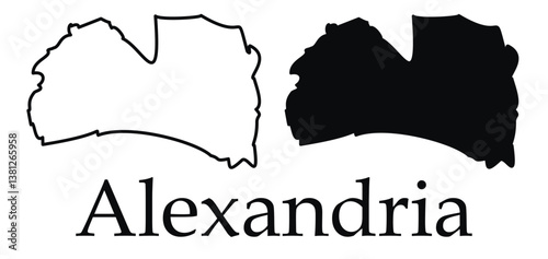 Alexandria (Virginia) city map with black border outline vector