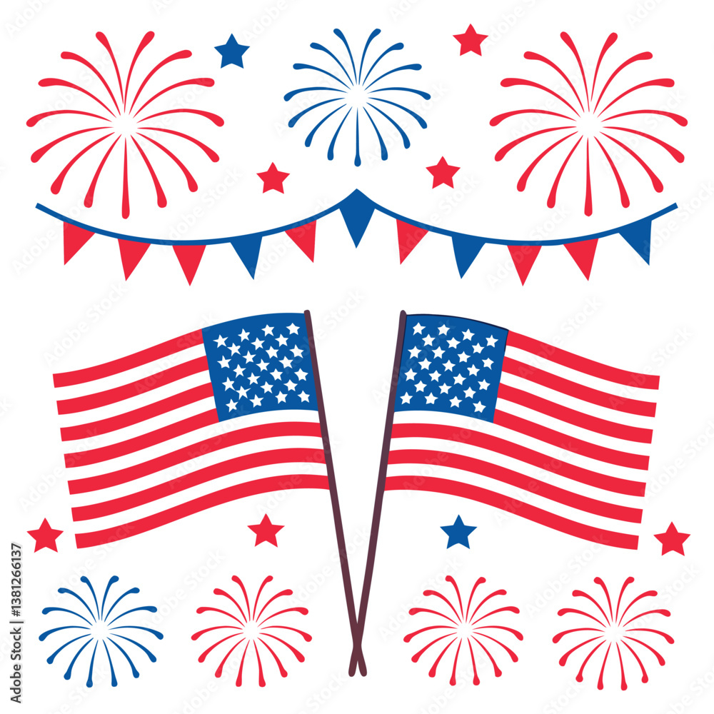 Fototapeta premium The 4th of July vector illustration.