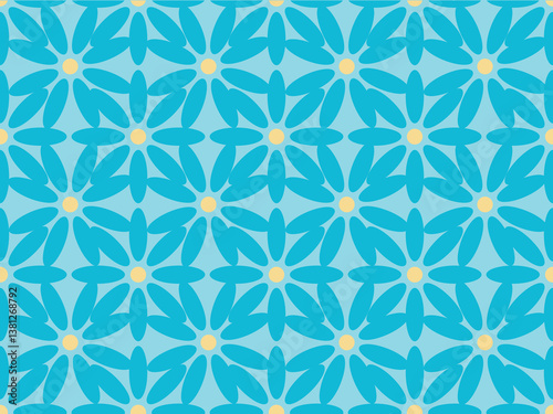 Blue flowers ornament.  Seamless vector pattern. 