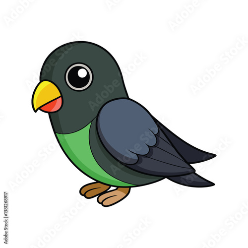  Realistic Black-winged Lovebird Bird Illustration