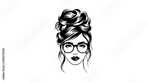 Stylish woman with glasses and updo hairstyle