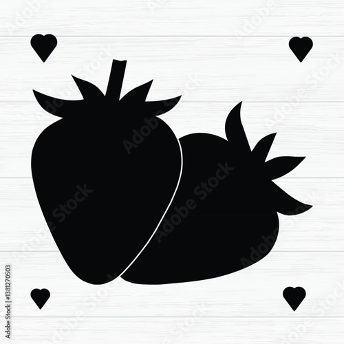 strawberry silhouette vector art icon