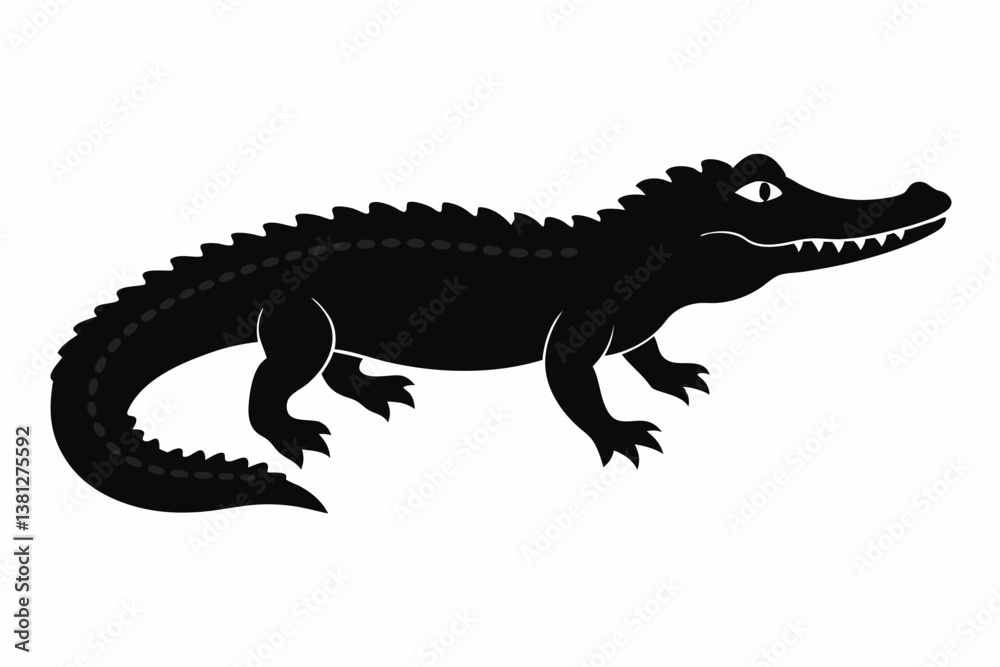Fototapeta premium alligator black silhouette vector