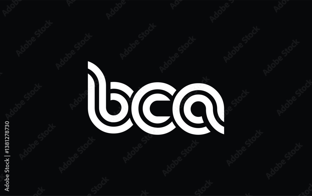 BCA Creative Unique Modern Letter Logo Design. Stylized logo featuring a unique letter design, presenting abstract minimalist aesthetics and modern appeal.