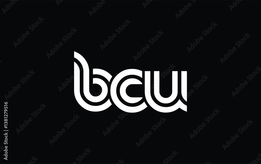 BCU Creative Unique Modern Letter Logo Design. Stylized logo featuring a unique letter design, presenting abstract minimalist aesthetics and modern appeal.