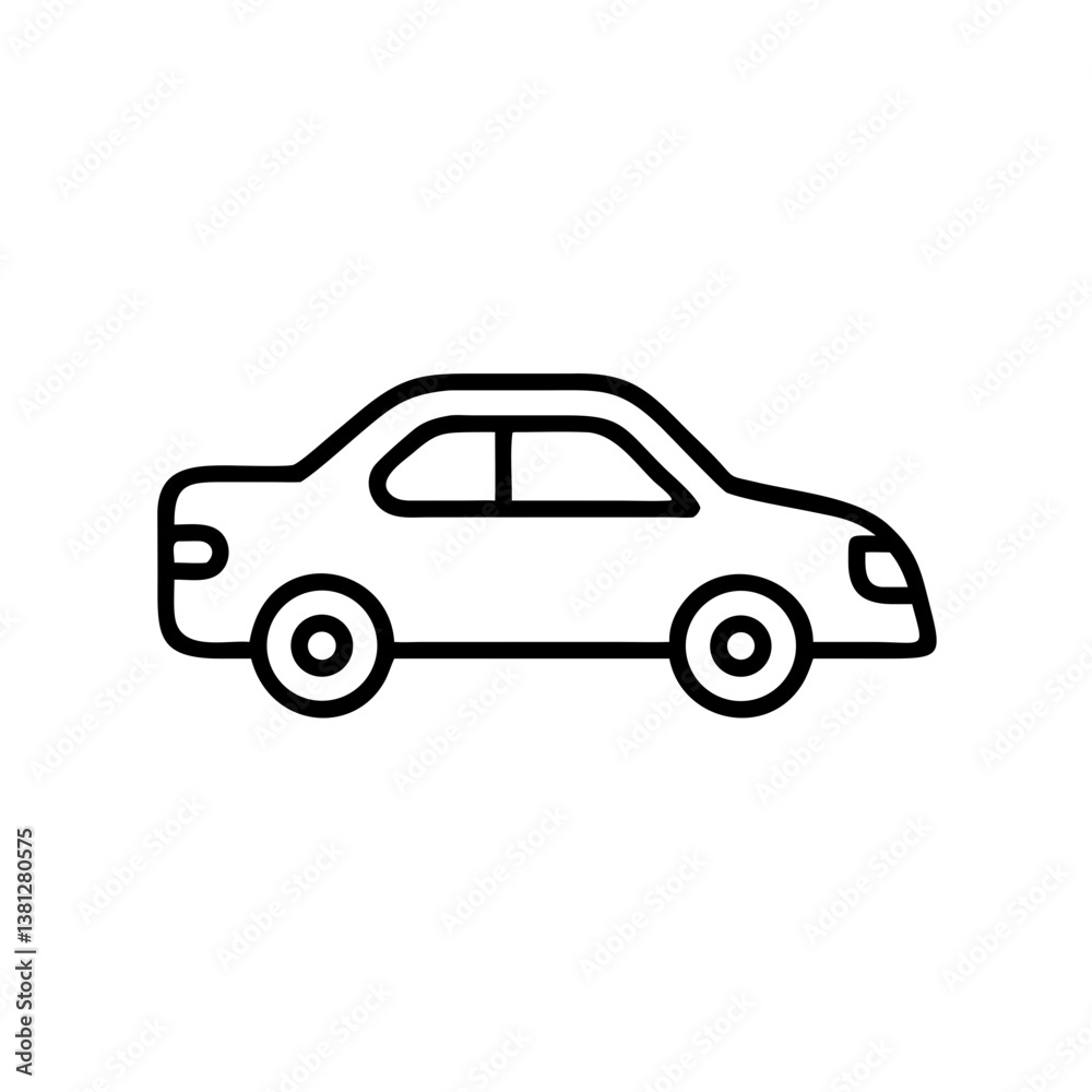 Outline of a car in a minimalistic style Outline of a car in a minimalistic style