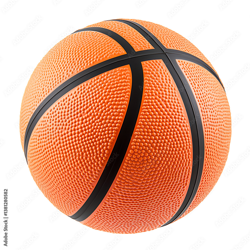 Fototapeta premium A basketball orange with black lines isolated on white background PNG.AI GENERATED