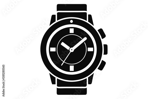Minimalist Wristwatch with Hour Hand, Minute Hand 