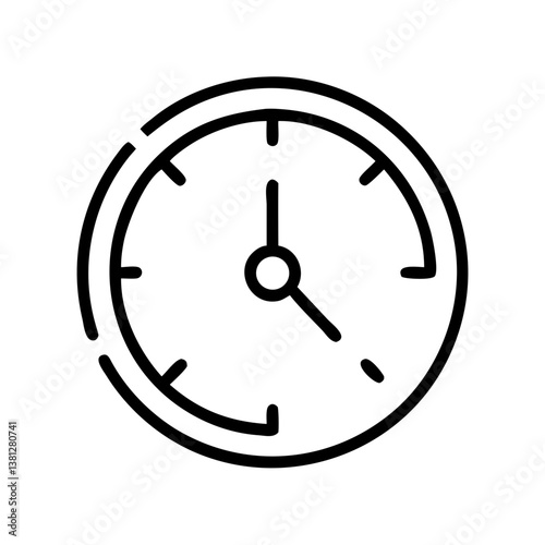 Simple Clock Icon in Black and White  