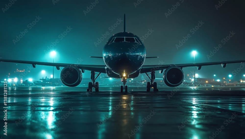 Fototapeta premium Night flight at airport