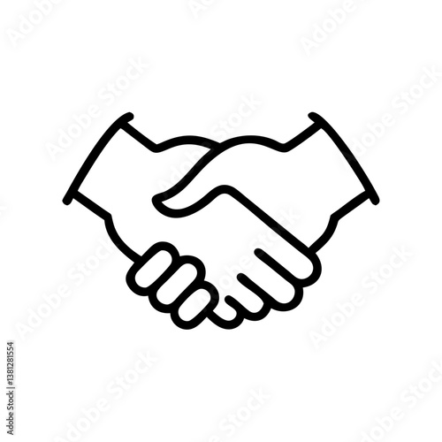 Hands Shaking to Represent Agreement in Minimalist Style  