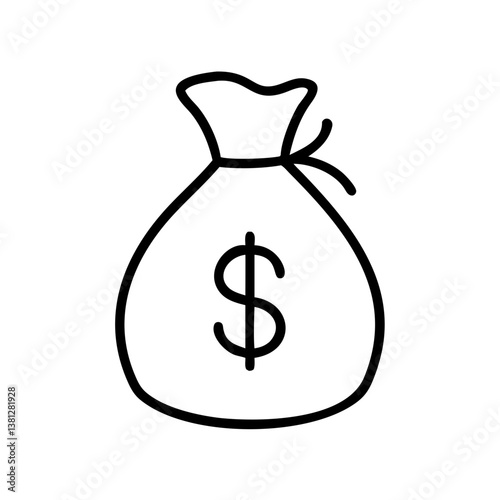 Money bag icon representing wealth and finance  